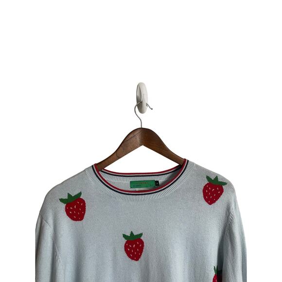 Clare V. Classic Strawberry Sweater Cotton Cashmere Womans Large - Picture 6 of 11
